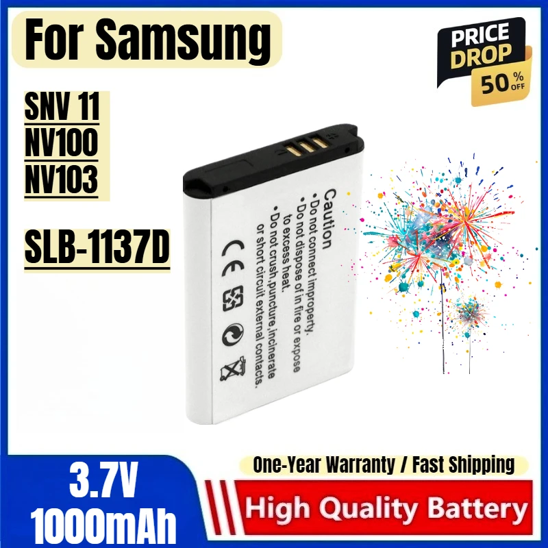 

SLB-1137D Battery 3.7V 1000mAh Rechargeable Batteries and Charger for Samsung SNV 11 NV100 NV103 Camera Battery Charger Battery