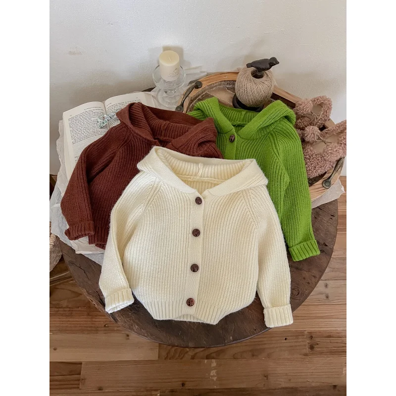 

Children's Sweater Autumn and Winter New Children's Sweater Thickened Knitting Children's Cardigan Tide