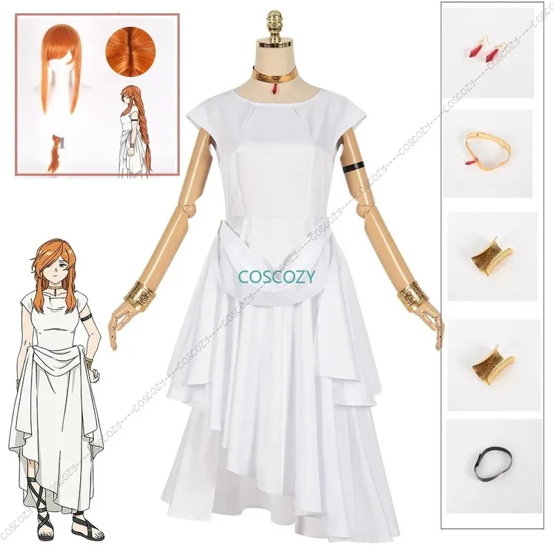 qq023Frieren Beyond Journey's End Anime Flamme Cosplay Costume Wig White Dress Woman Covention Party Outfits