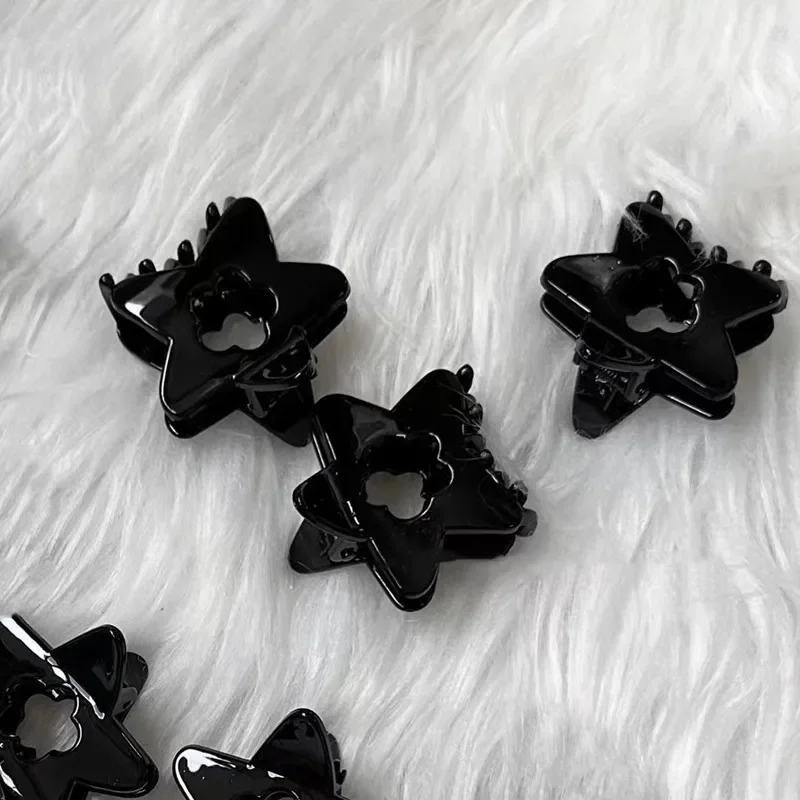 Korean New Hollow Black Star Flower Hair Claw Clips Children Charm Y2k Hairpin for Girl Hair Accessories for Women Headwear