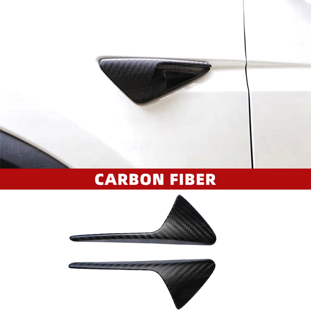 Matte Carbon Fiber Side Vent Fender Camera Cover For Tesla Model 3 2016-2019