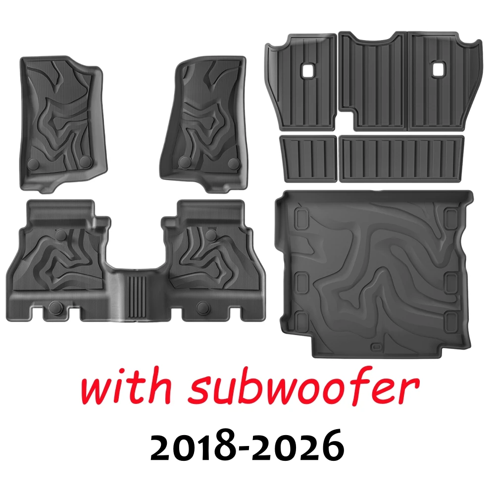 2018-2026 Für Jeep Wrangler JL & 4XE 4-Türer TPE-Fußmatten Kofferraumauskleidung Wasserdicht Rutschfest Allwetterschutz Rückenlehnenmatte – Detail 10