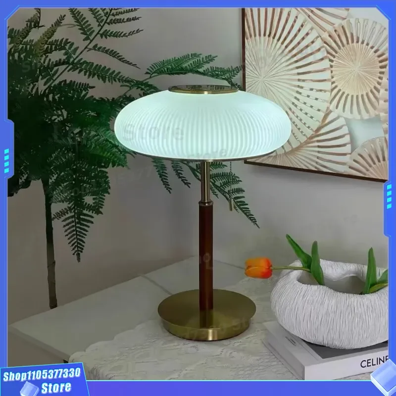 Medieval Bauhaus Glass Desk Lamp Simple Atmosphere Light for Living Room Study Exhibition Hall Girl Bedroom Bedside Luxury