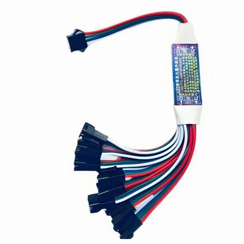 B03C-LED Signal Amplifier Repeater Controller TTL Amplifier 1 To 8 Support Addressable LED Strip Lights For WS2812B WS2811 4 PIN