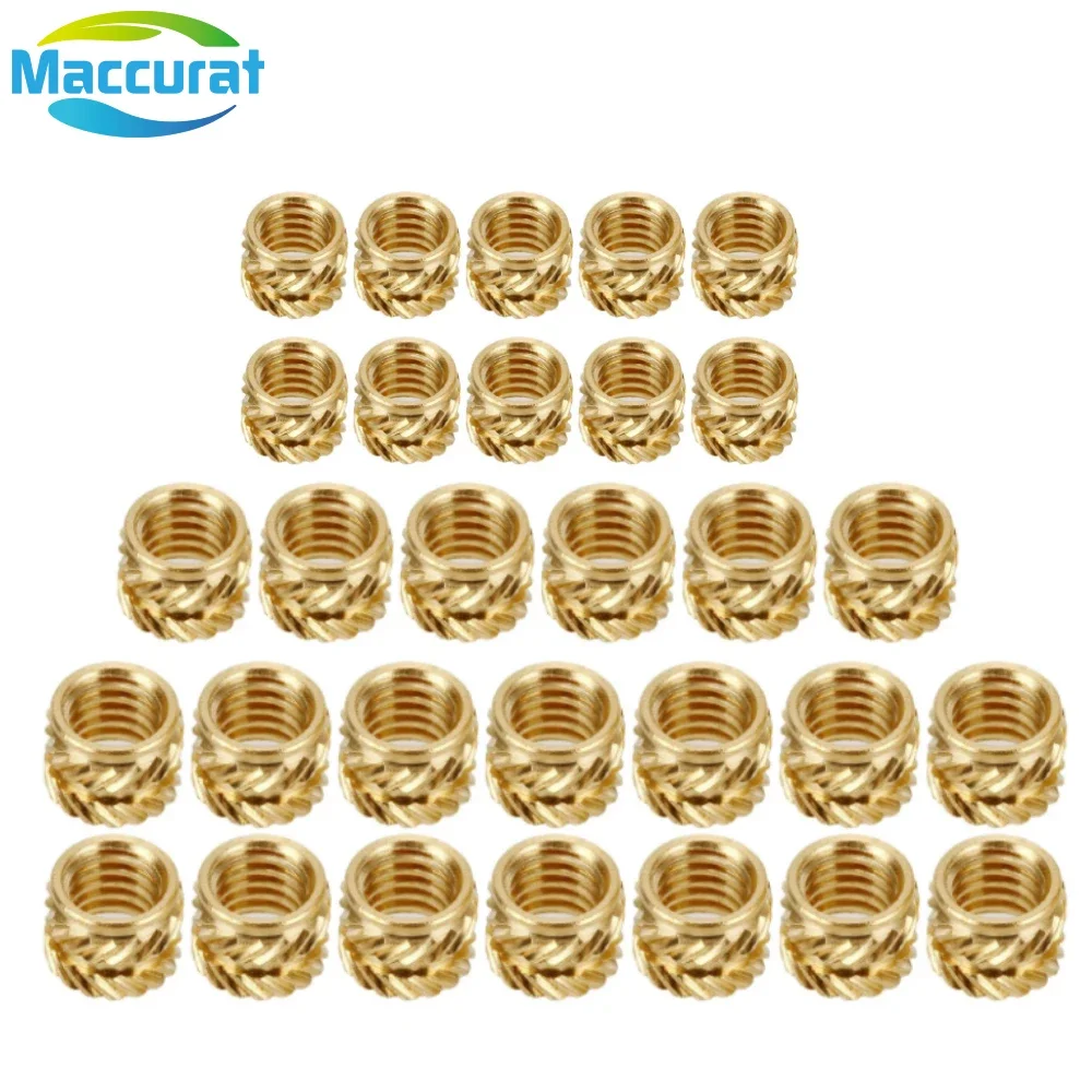 30pcs M3 M4 M5 Brass Hot Melt Inset NutS Heating Molding Thread 3D Printer SL-type Double Twill Knurled Injection Brass Nut
