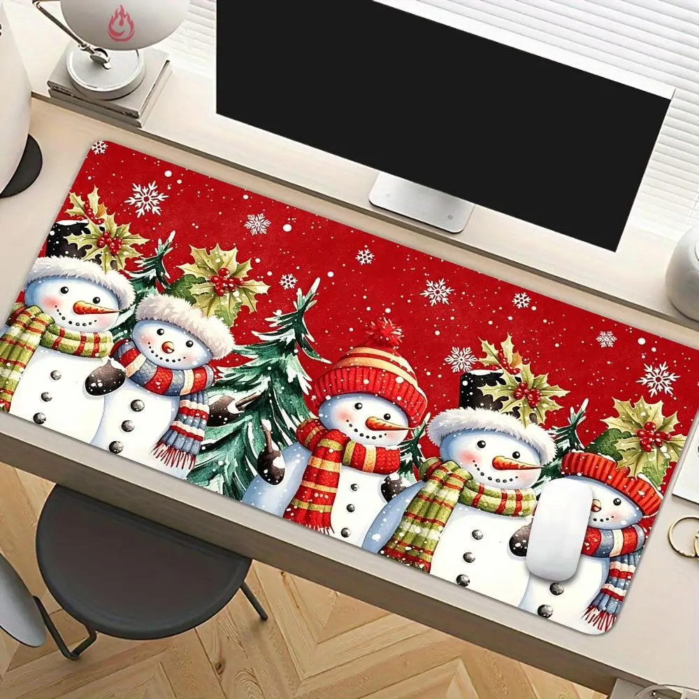 Cute Christmas snowman Mouse Pad Desk Mat Large Computer Office Carpet XXL Mousepad Gamer Gaming PC Accessories Keyboard Rug