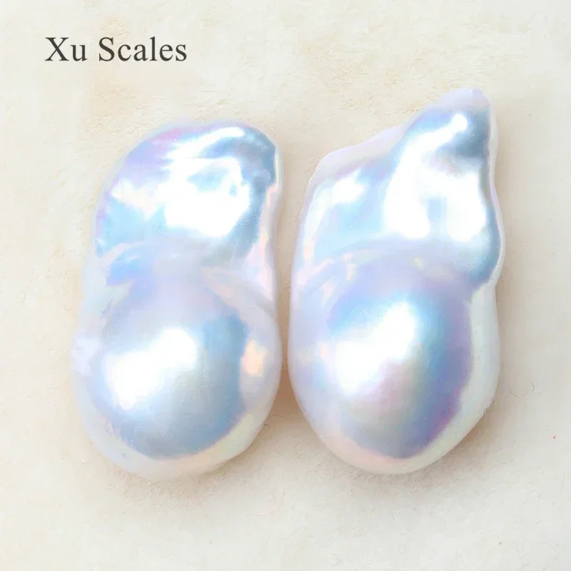 Natural Fresh Water 15-30mm Irregular Shaped Large Baroque Pearl Pairing Beads with Color Aurora White Can DIY Earrings Jewelry