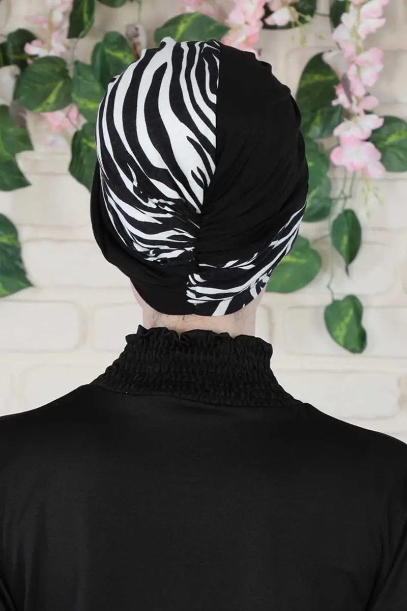 Hijab osso cor sólida e zebra padrão
