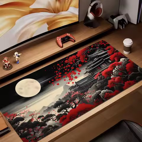 Red and black ink wash painting Mouse pad gaming mat Desk Mat gamer pc accessories keypad mousepad suitable for work and game