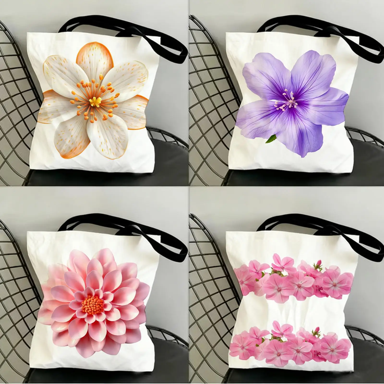 Sacs de rangement Soft Petal Bliss, sacs fourre-tout à bandoulière en toile imprimée double face, sacs de shopping tendance, sacs cadeaux écologiques