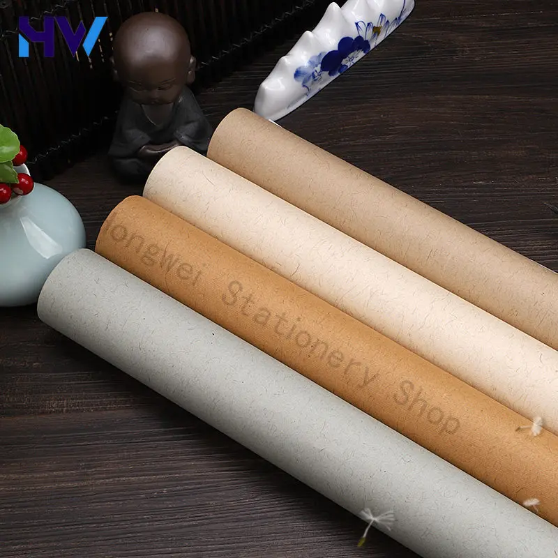 HVV Long Fiber Hemp Xuan Paper Semi Raw For Calligraphy Regular Script Running Seal Script Painting Competition Creation