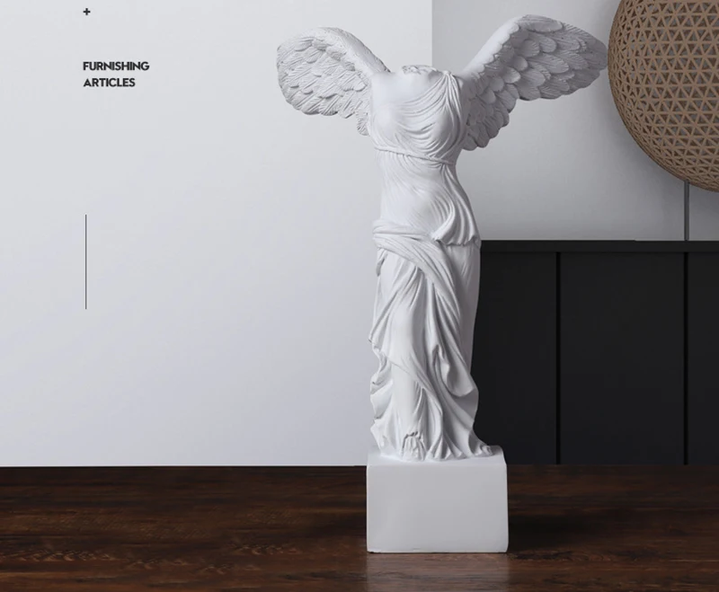 Griechische Statue aus Kunstharz, römische Lamellen, geflügelte Siegesgöttin, Figur, Engelsskulptur, Heimdekoration, Wohnzimmer, Büro, Ornament – Detail 10