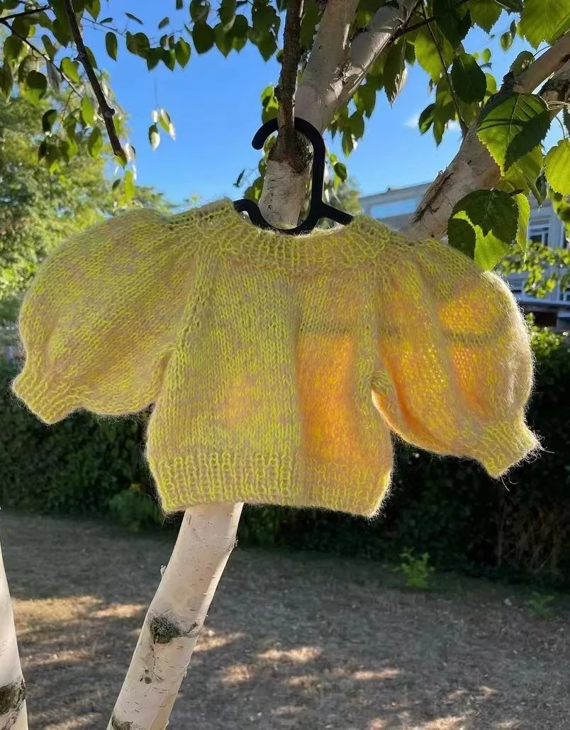 Women's Short Sleeve Round Neck Sweater Mohair Pullover Knitwear Small Fragrant Top Versatile Fashionable New Style Summer 2024