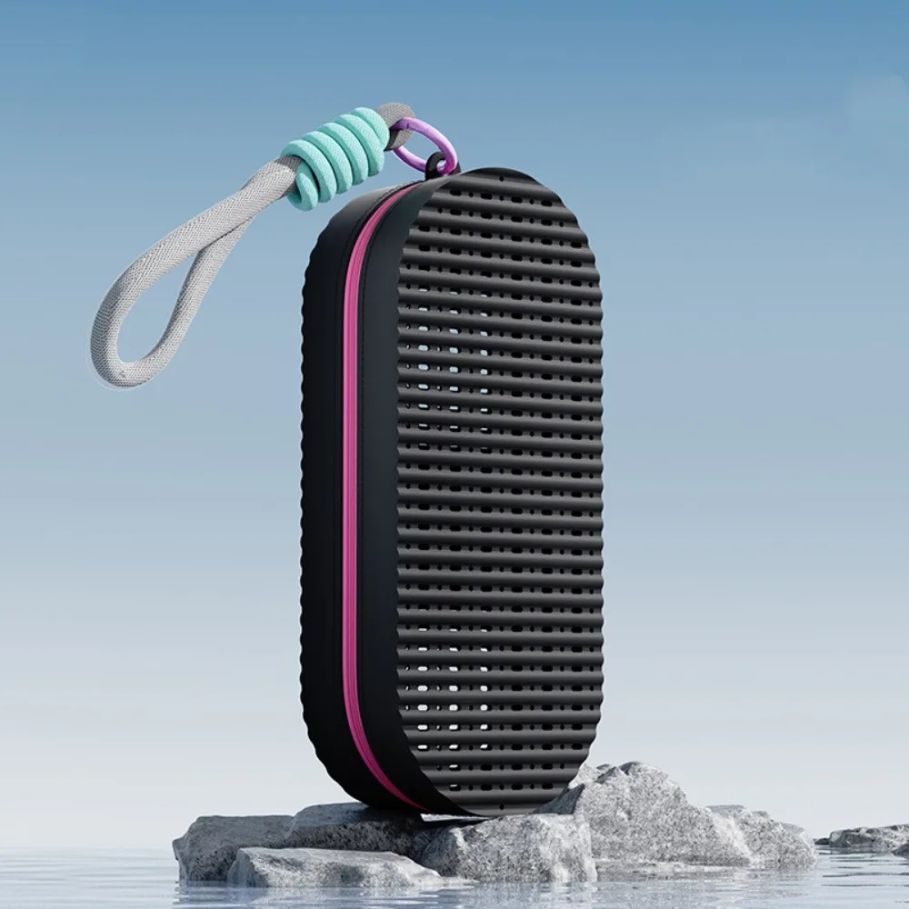 Портативный чехол для очков для плавания на молнии, мягкий дышащий ящик для хранения очков для плавания с веревкой и сливным отверстием, силиконовая коробка для очков