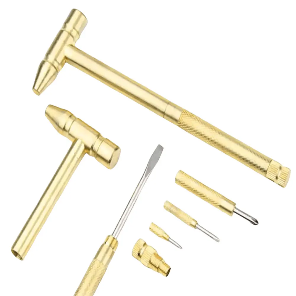 6 In 1 Metal Hammer Screwdriver Multi-Functional Hand Tools Hammer Mini Portable Hammer Watch Jewelry Repair Kit