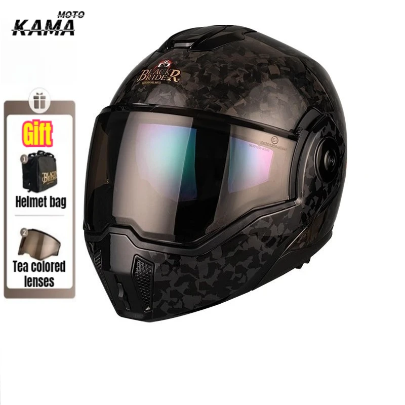 

Мотоциклетный шлем из углеродного волокна Valiant Flip Up 180 ° Вращающийся солнцезащитный козырек с двойной линзой Casco Casque Capacete Casco Perro