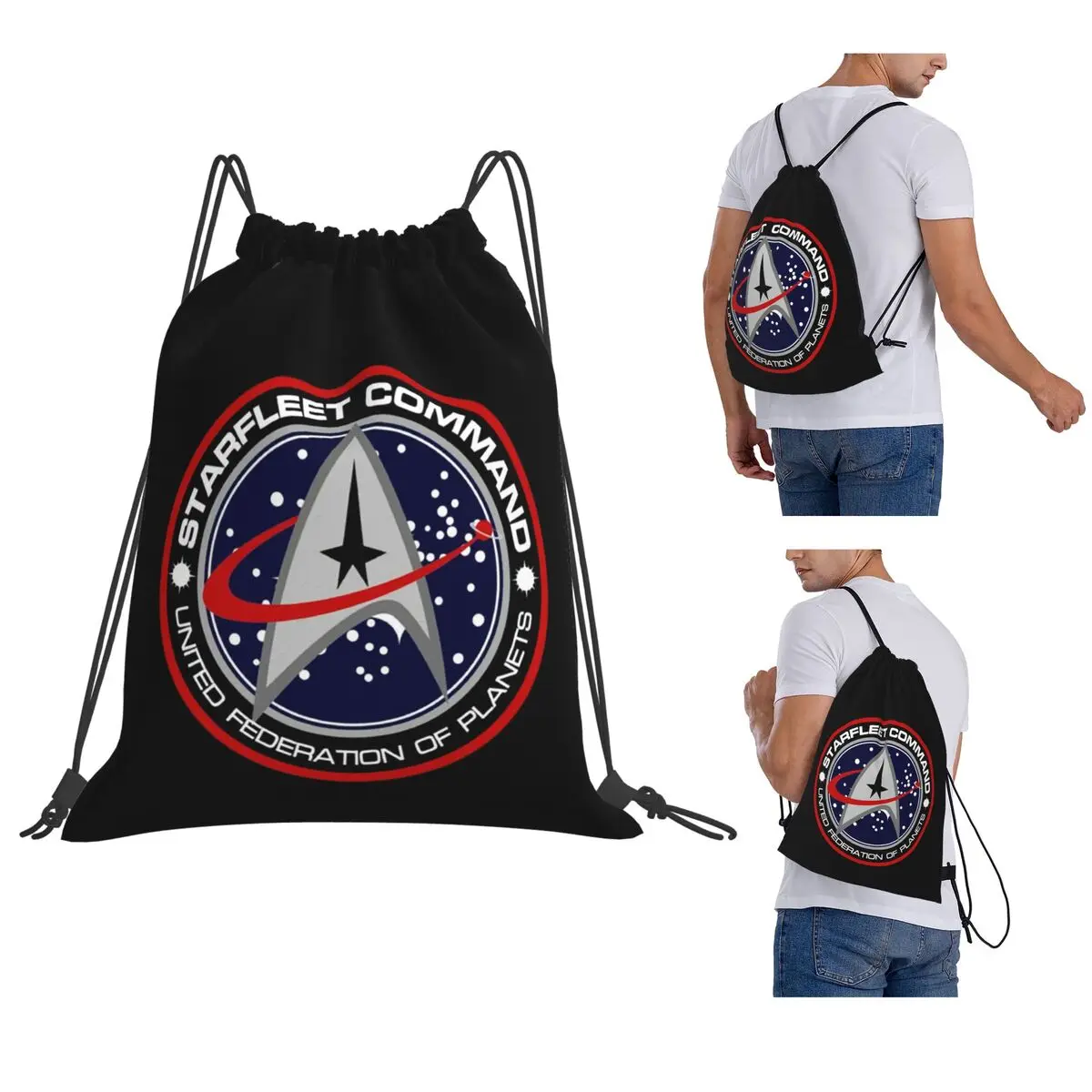 Star Treks Science Fiction TV Series Backpacks Portable Drawstring Bags Shoes Bag Book Bags for Travel School