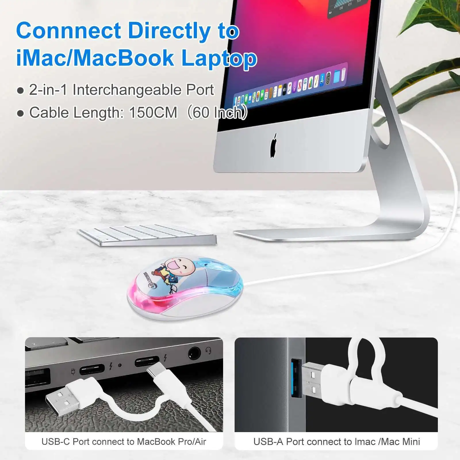 Hot Selling Type-c/USB 2-in-1 Wired Mouse With Ergonomic Design For Computer Games, Silent Mouse, Plug And Play Function