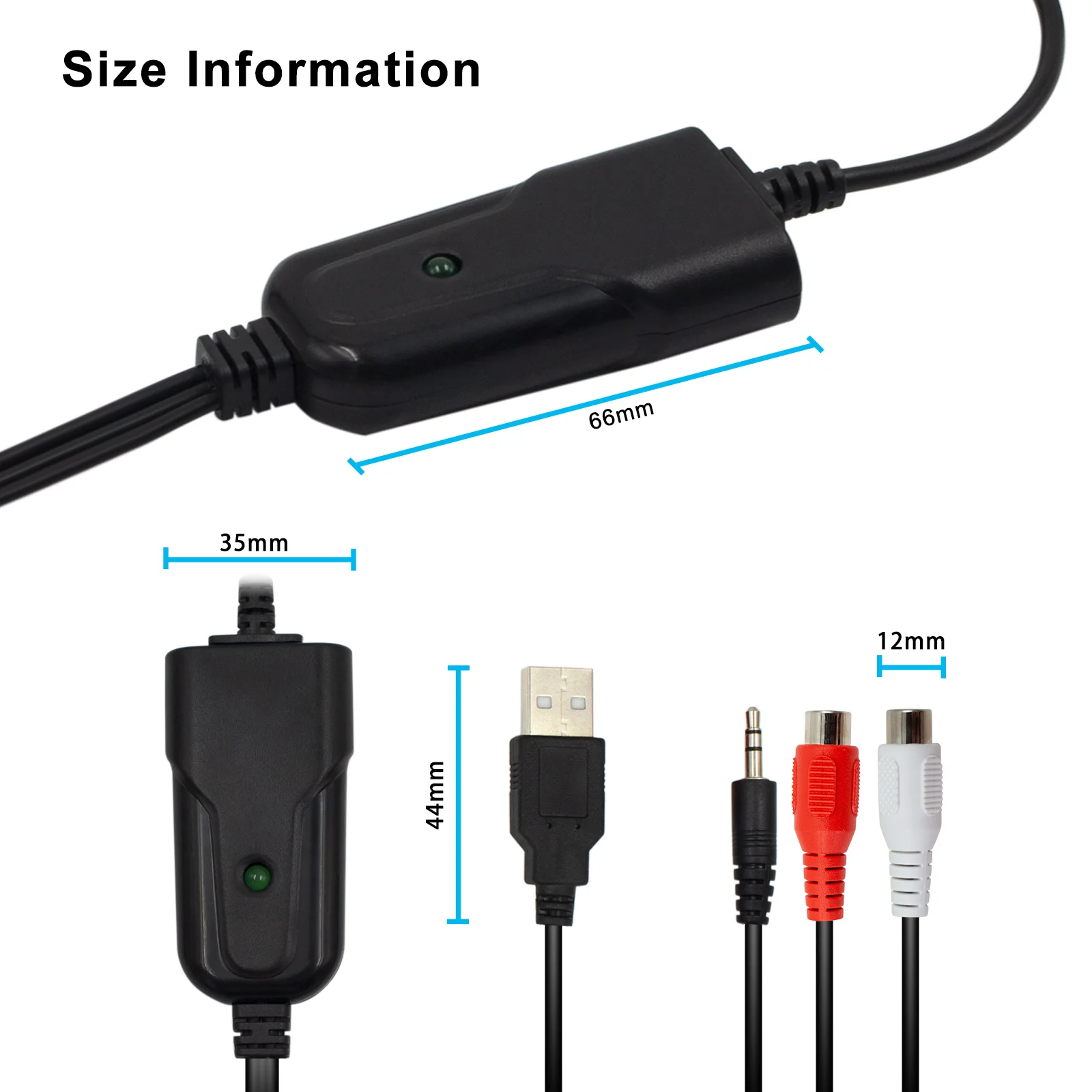 USB 오디오 캡처, 고품질 오디오 녹음 어댑터, RCA L/R 3.5mm 오디오 - USB 2.0, 테이프, MD, 테이프, CD 플레이어에 적합