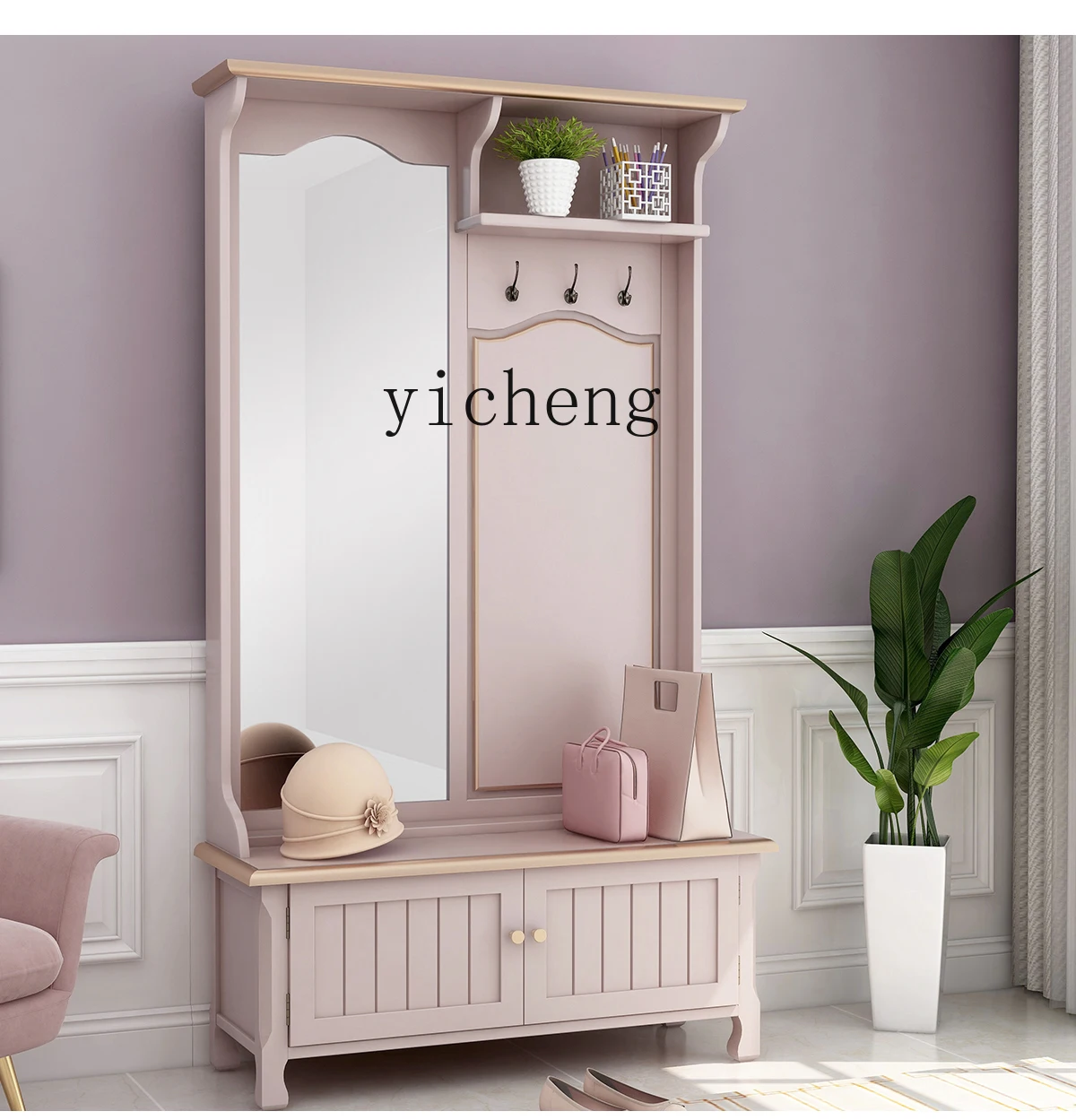 TQH Home Coat Rack Entrance Shoe Cabinet Clothing Cabinet Integrated Master Bedroom Floor Hanging Wardrobe