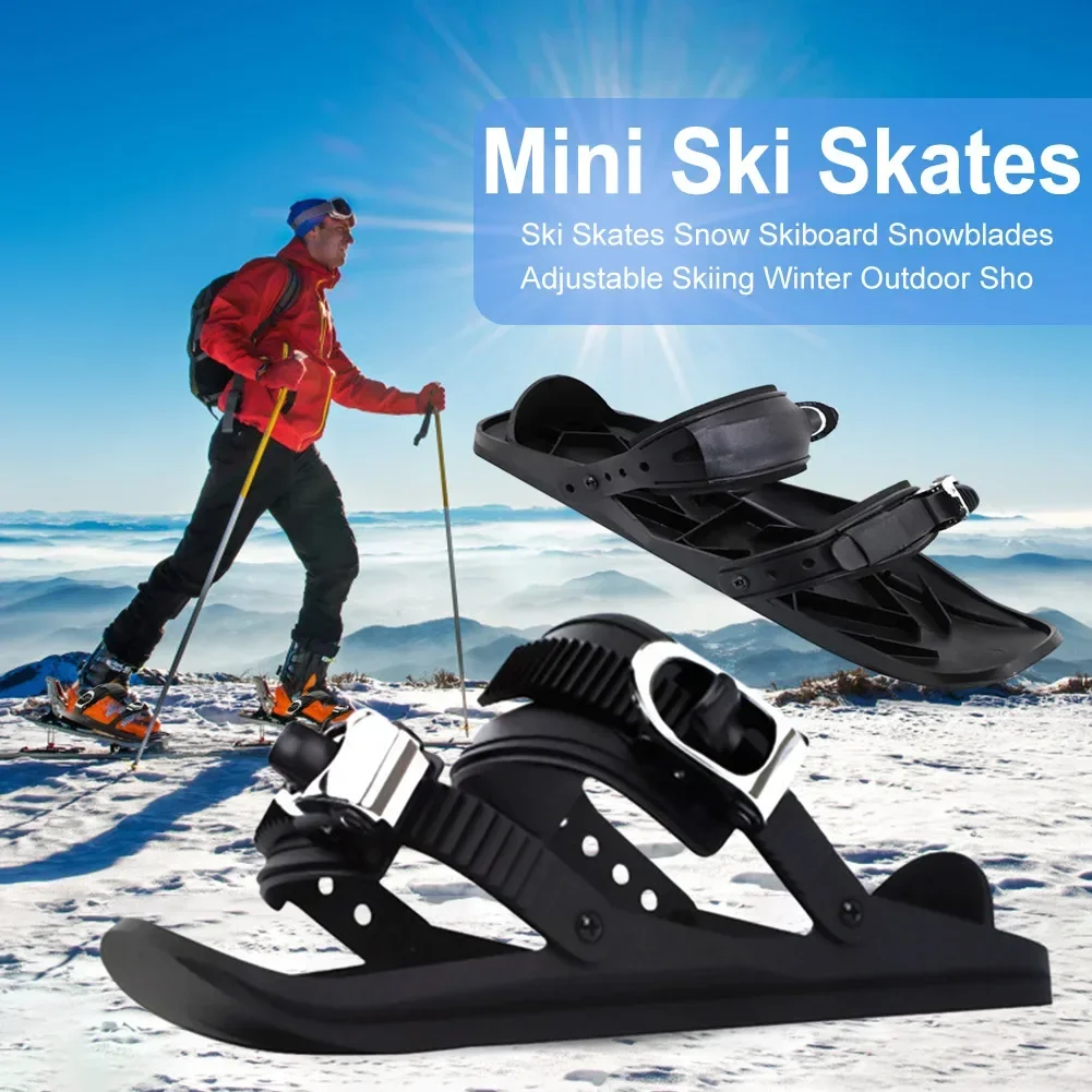 Adults Mini Ski Skates for Snow The Short Skiboard Snowblades Adjustable Bindings Portable Skiing Shoes Snow Board Ski Shoes