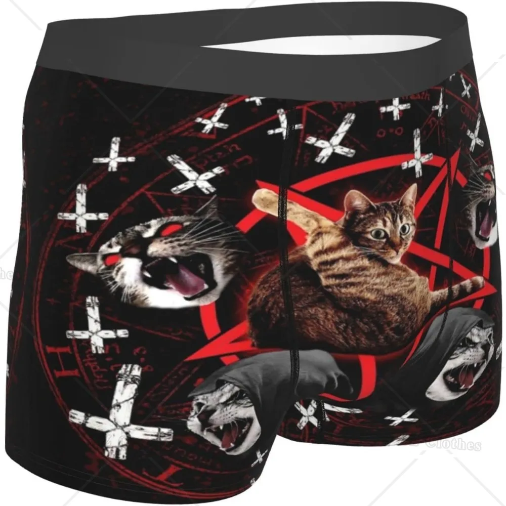 Cats and Cross Men\'s Funny Underwear Boxer Briefs Slight Elasticity Male Shorts, Novelty Stylish Gift for Men Boys