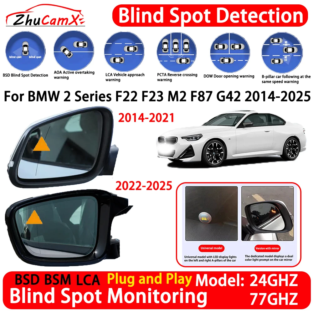 for BMW 2 Series F22 F23 M2 F87 G42 2014-2025 Car Blind Spot Detection System BSD BSM Lane Change Assist RCTA Radar Alert Kit