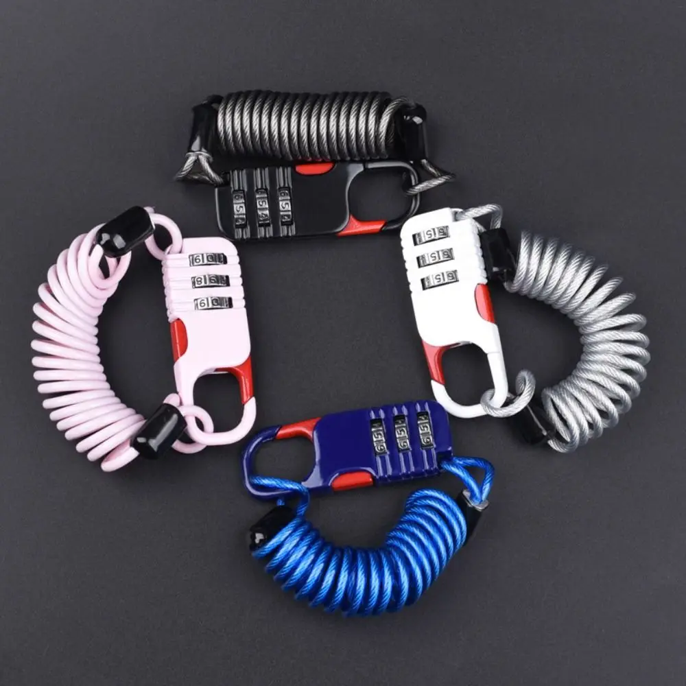 

Zinc Aluminum Alloy Bicycle Lock Blue White Black Pink Anti Theft Cable Wire Rope Lock Helmet Lock Motorcycle