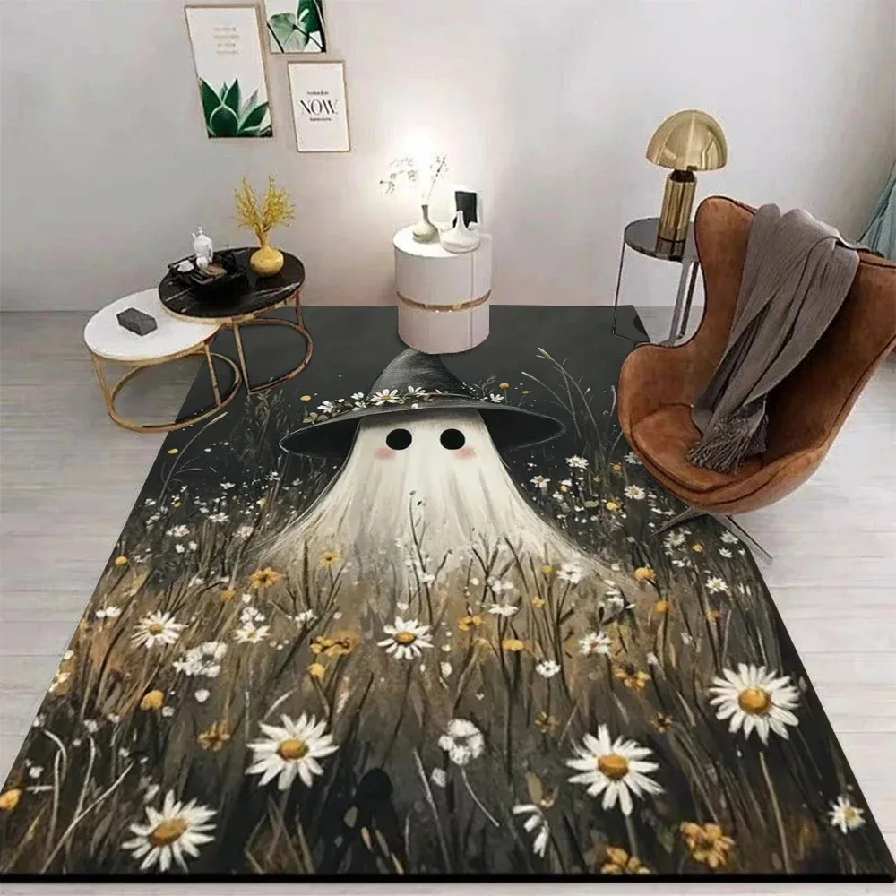 Halloween Horror Ghost Carpet Retro Scenery Oil Painting Horror Anti Slip Pad Rural Home Decoration