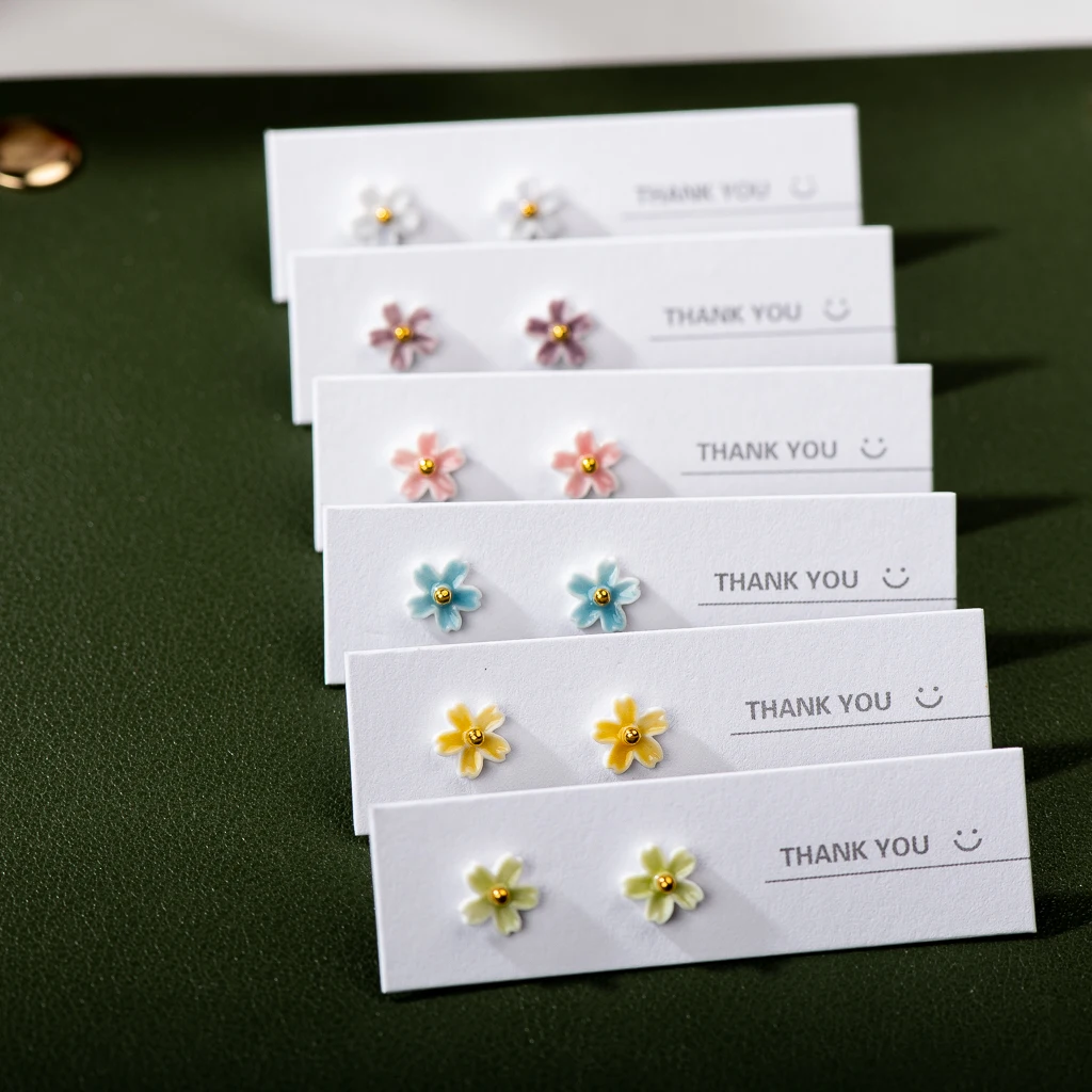 Handmade Multicolor Ceramic Flower Earrings With Stainless Steel Pin - Trendy And Eye-catching Jewelry Z638