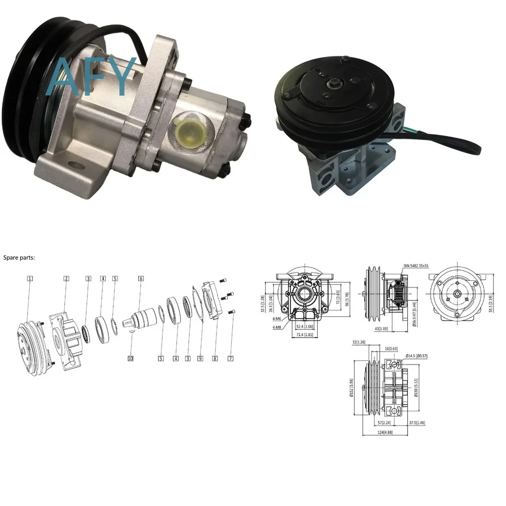 Electromagnetic Clutch 12V for KRS30901 with Gear Pump for Gr1 Industrial Machinery Parts Compatible with Agricultural