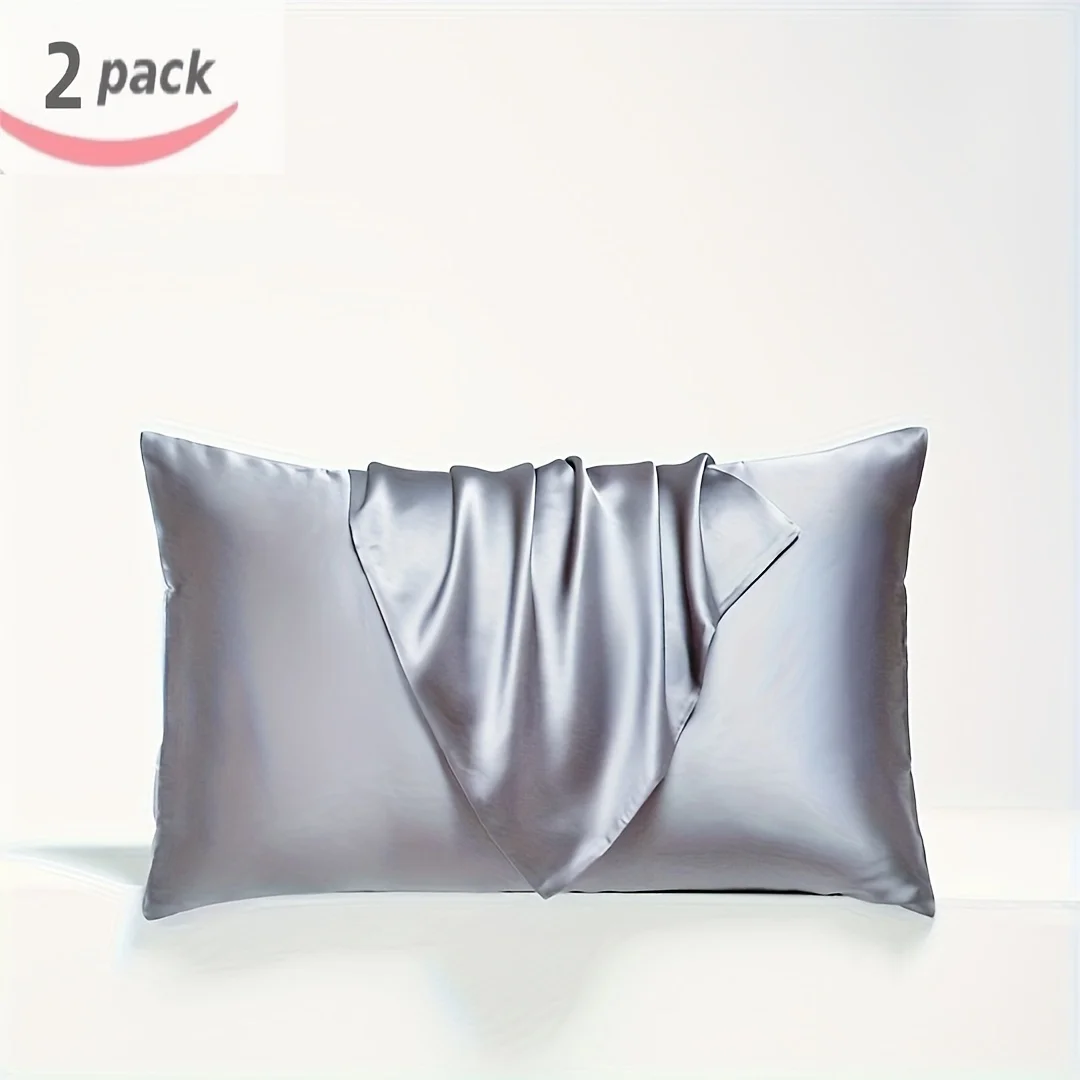 Satin Silk Pillowcase for Skin and Hair, 2 Pack - - Bedding Queen Pillow Cases, Soft Breathable Smoo