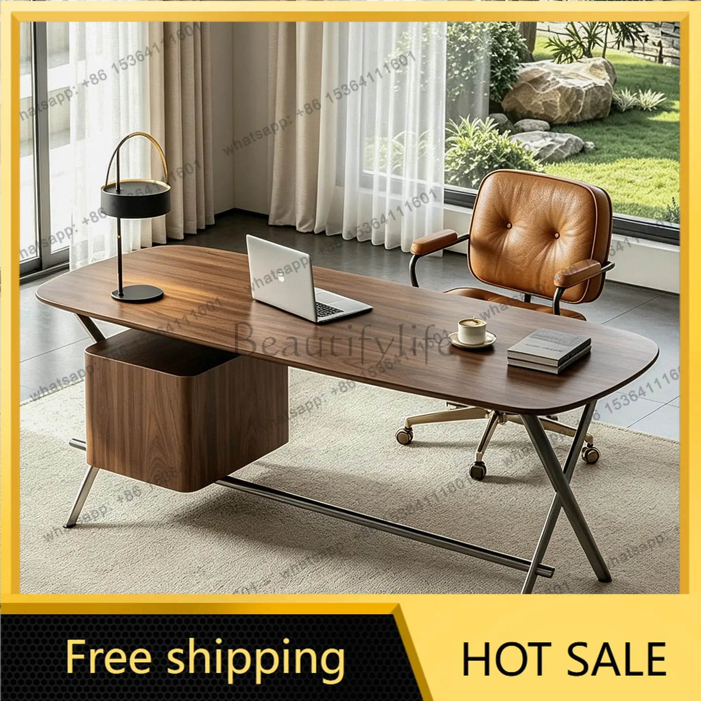 PG Italian minimalist solid wood desk artistic desk home minimalist computer workbench