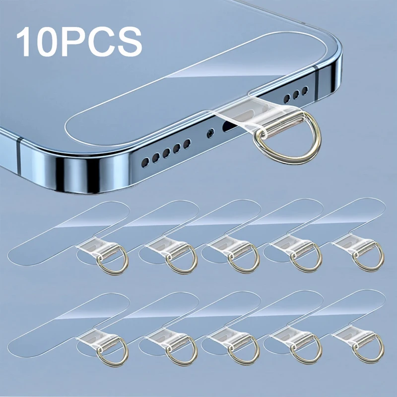 5/10Pcs New Transparent Mobile Phone Lanyard Straps Patch Replaceable Fixed Card Shell Connection Pendant With Lanyard Hole