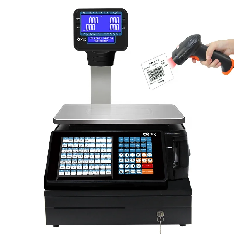 15-30Kg Electronic Barcode Label Weighing Scale Printer Cash Receipt Printing Scale Retail Supermarket Fruit Butcher Shop