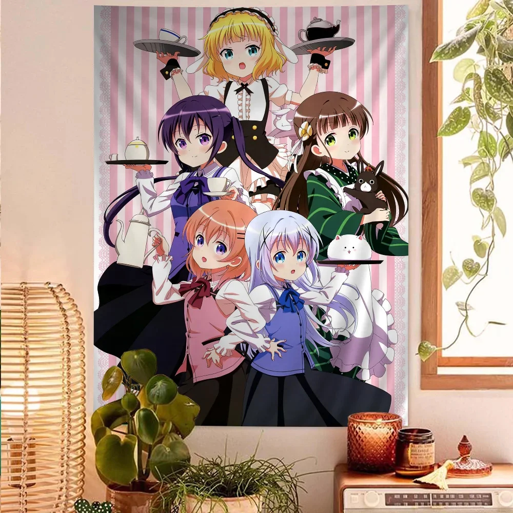 Anime Is the order a rabbit Movie Sticky Cartoon Tapestry Wall Hanging Decoration Household Home Decor