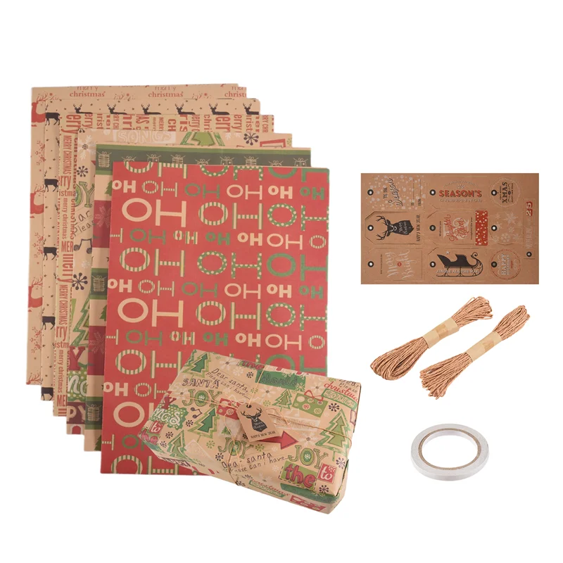 Upgraded 6 Pack Wrapping Paper Sheets,For Christmas Birthday Party Wrapping Paper Set Gift Wrap Papers