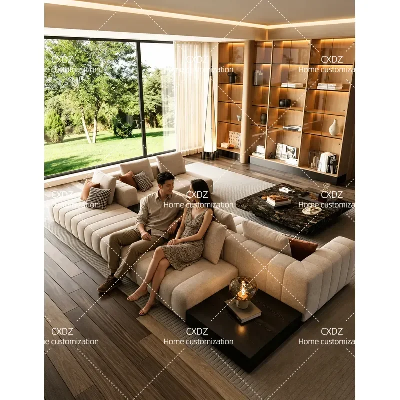 Piano Keys Horizontal Double Sided Seated Sofa Island Back to Back Large Apartment Villa Fabric Sofa Combination