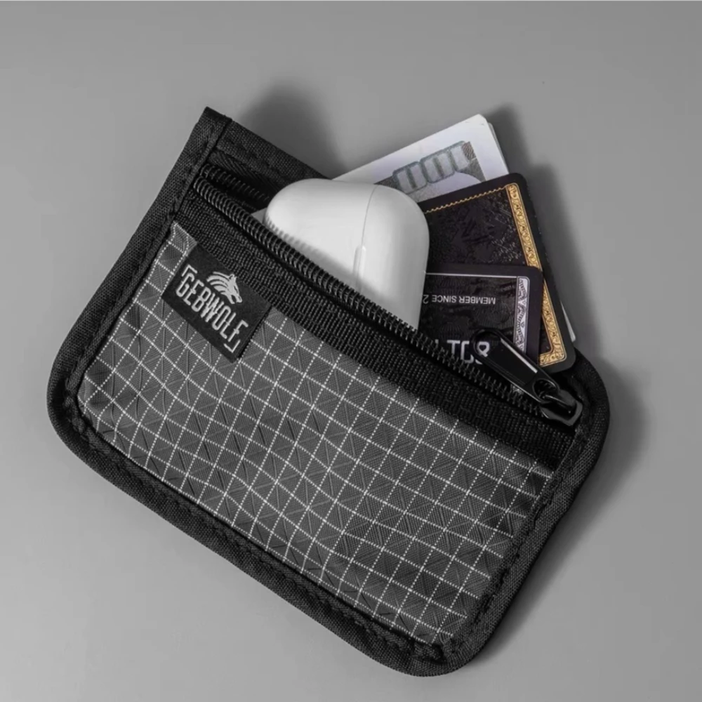 Ultralight Grid Fabric Key Coin Purse, Portable Zipper Organizer Pouch with Credit Cards Earbuds Purse, Prefect for Daily Wear