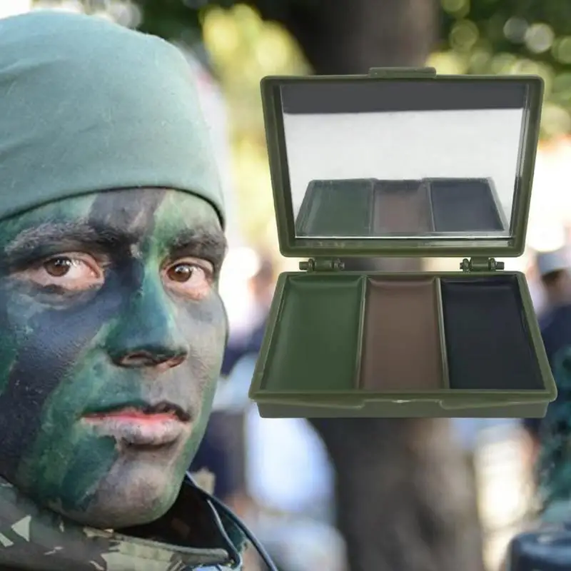Kit de pintura facial de camuflaje de tres colores, equipo táctico de campo Cs para exteriores, aceite de maquillaje de camuflaje Real para camuflaje