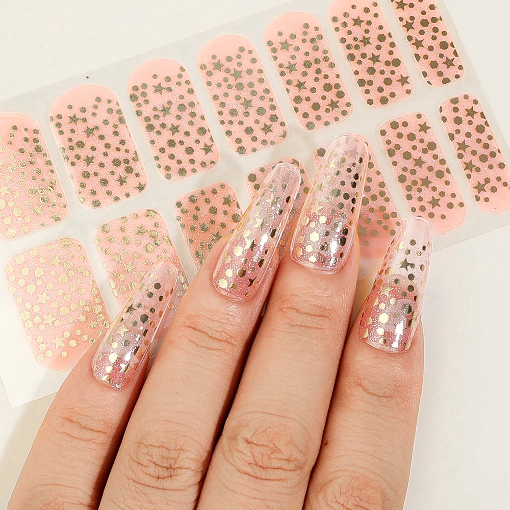 DIY No-Bake Nail Stickers Ultra-Thin Seamless Full-Stick Non-Wear Solid Color Summer Flower Nail Stickers Full Coverage Decals