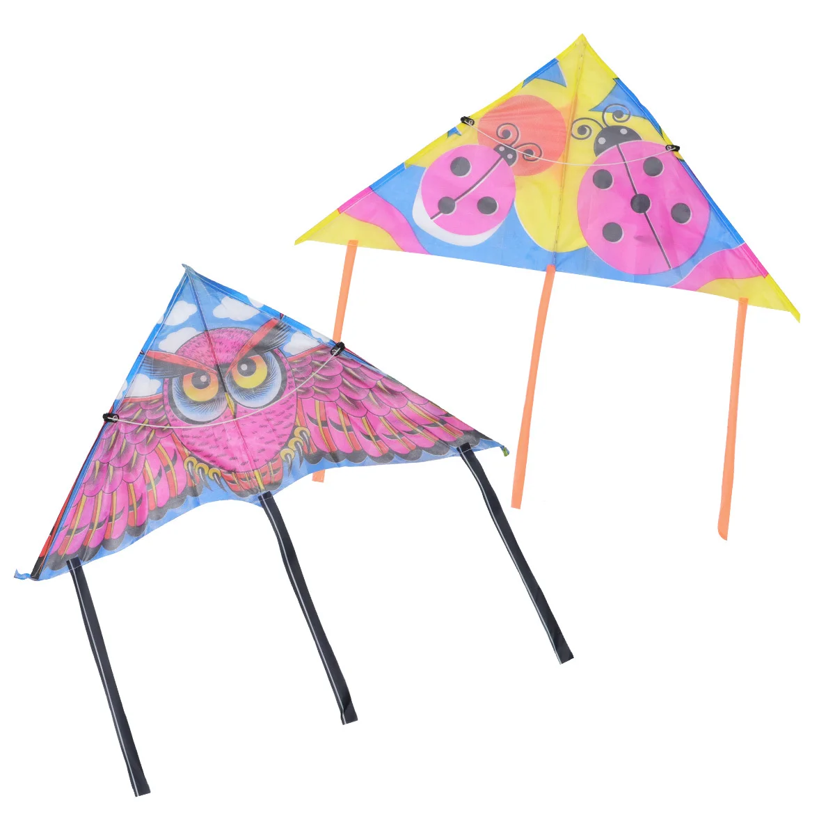 Cerf-volant en soie imperméable de 60cm, 10 pièces, Triangle volant, hibou, coccinelle, conception, fabrication exquise, activités de plein air pour parc pour enfants