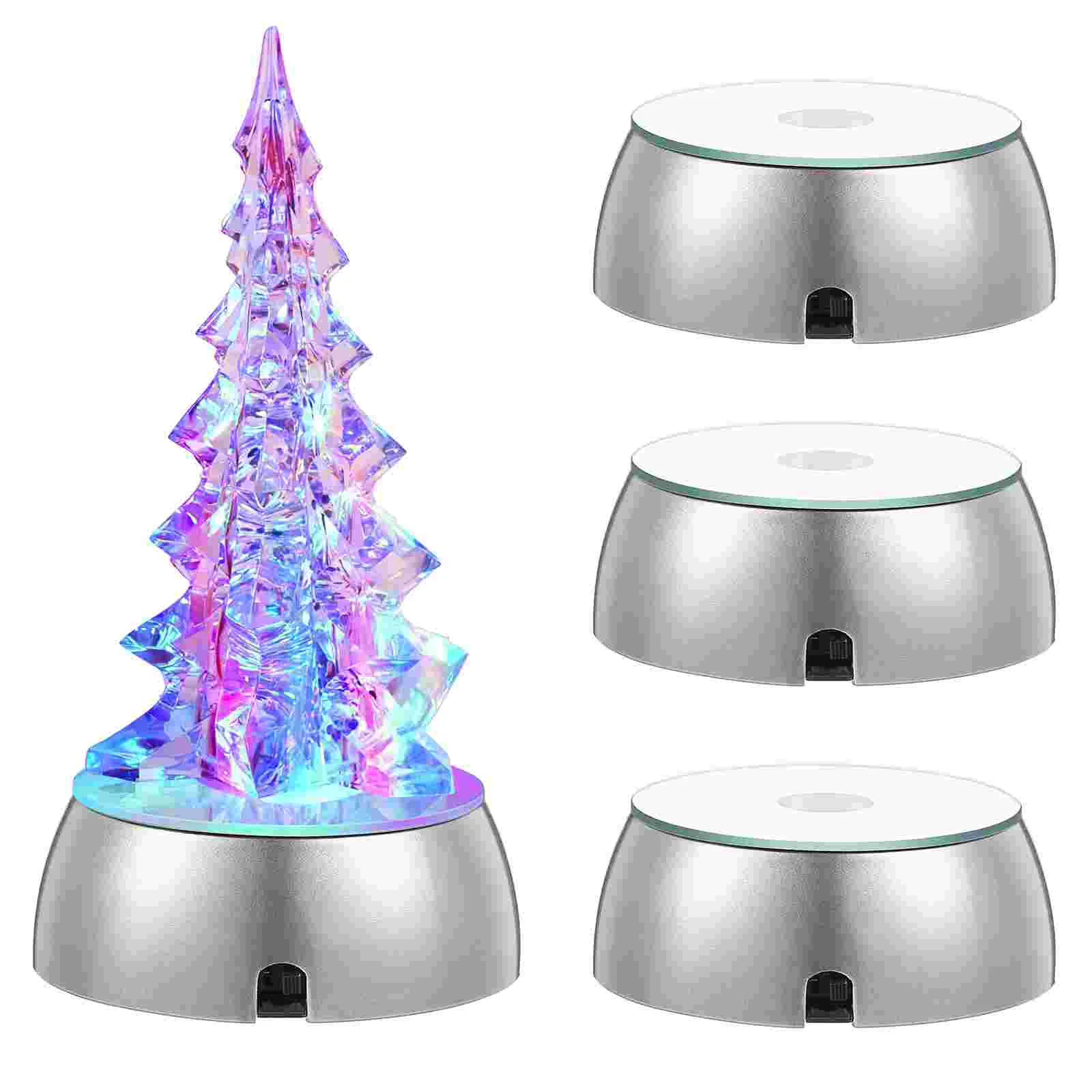 

4 Pcs Compact LED Holders Light Base Stand Jewelry Display Stands Bases for Glass Colorful Operated