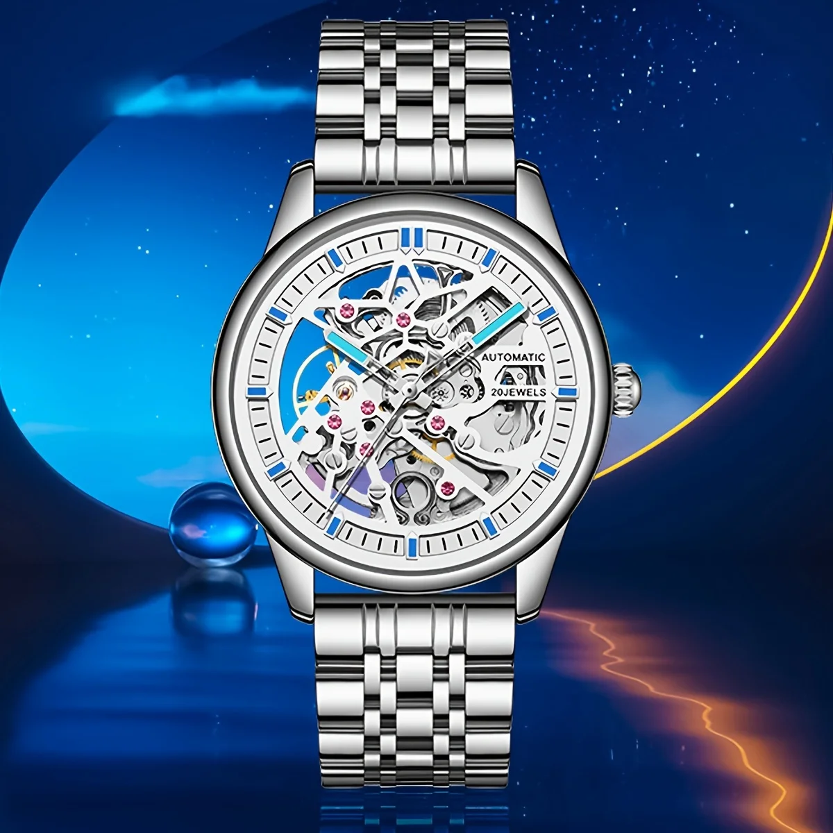 New Men\'s Watch Fashionable, Classic, Trendy, and Versatile Night Glow Fully Automatic Hollow Men\'s Mechanical Watch