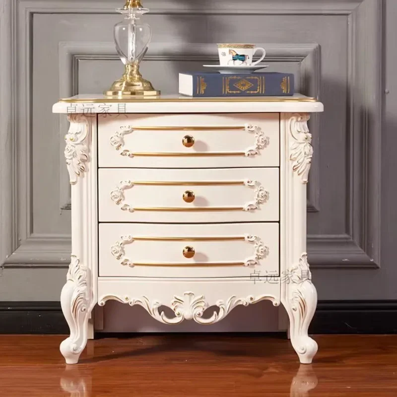 

Luxury Storage Aesthetic Gold Wood Nightstand Nordic Unique Retro Drawers Hotel Bedside Table Trendy Table De Chevet Furniture