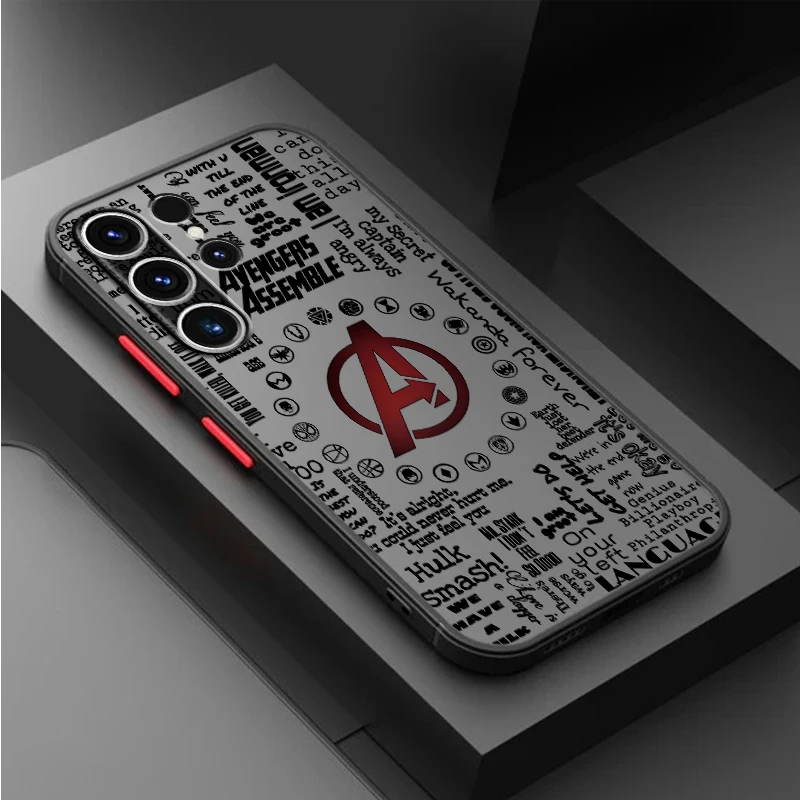 เคสโทรศัพท์ลาย Marvel Avengers Black Edge Shell สำหรับ Samsung Galaxy S20 S23 Ultra S22 Plus S10 S21 FE S9 S25 S24 S21