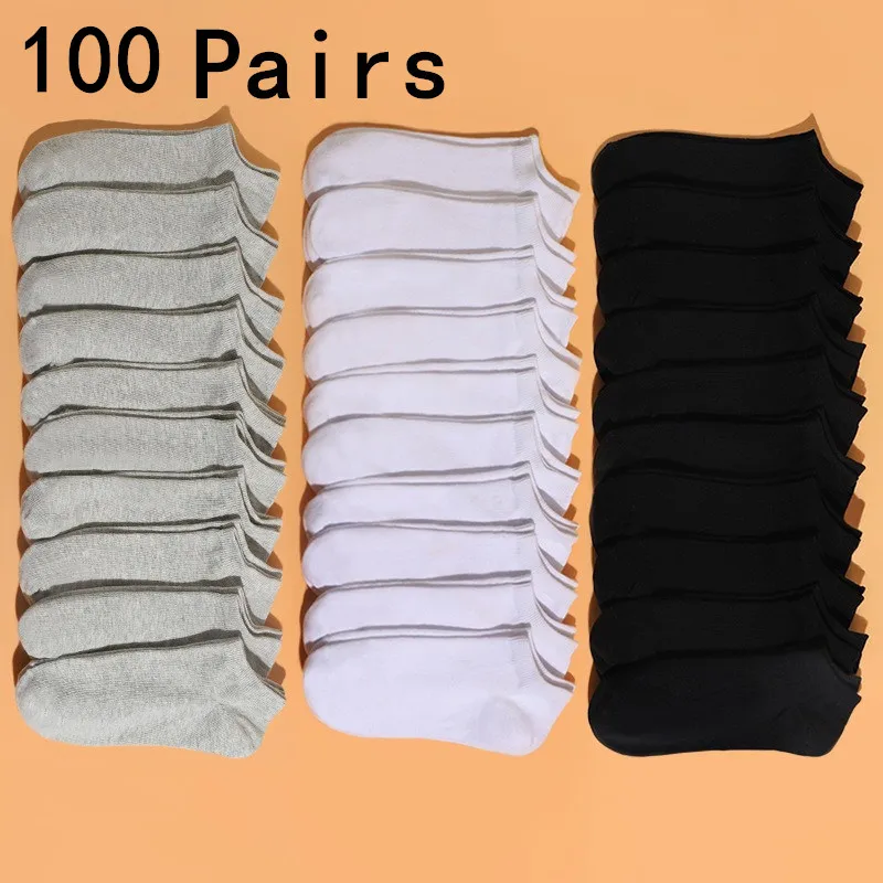

5/10/20/50/100 Pairs Casual Breathable Socks Boat Socks For Women Men Invisible Low Cut Silicone Non-slip No-show Ankle Socks
