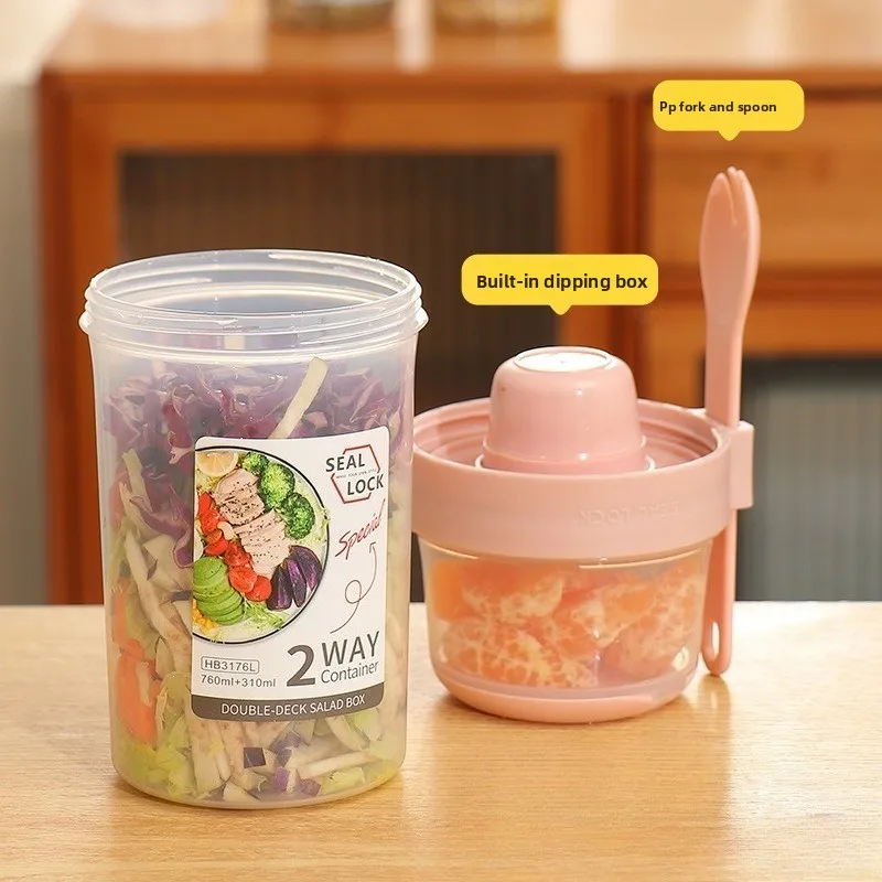 Breakfast On The Go Cups, Salad Cup To Go, Take And Go Yogurt Cereal Overnight Oats Snack Parfait Containers & Salad Dressing