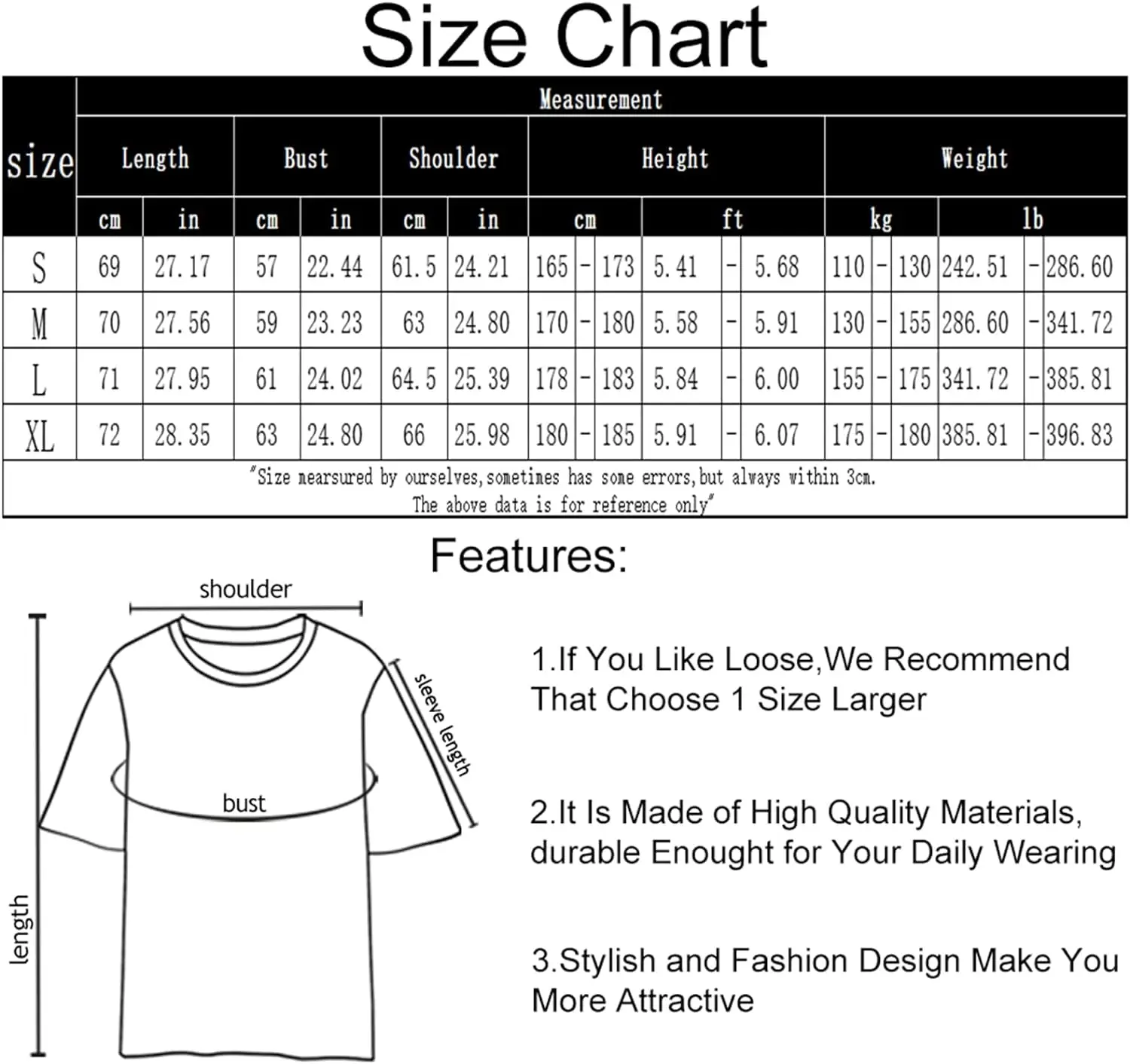 T-Shirt Casual Short Sleeved T Shirt Unisex Tee