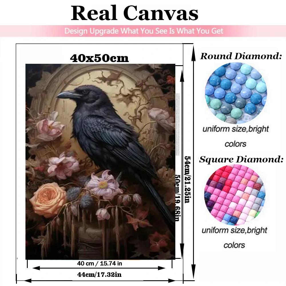 Macabre Aesthetic 5D Diamond Paintings Diy Victorian Gothic Animal Cat Raven Full Mosaic Diamond Embroidery Academia Art A1014